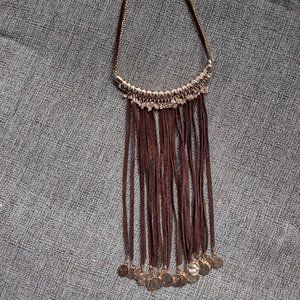 Free People suede and yellow tone necklace